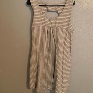 beige and white stripped dress